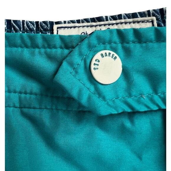 Ted Baker London Teal White Lobster Embroidered Swim Shorts 6 (XXL) - Picture 4 of 14